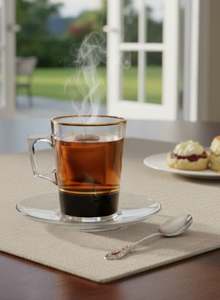 Premium Classic Gold Rim Glass Tea Cups Set – 12 Pcs Clear Tea Glasses for Daily & Festive Use - Image 2